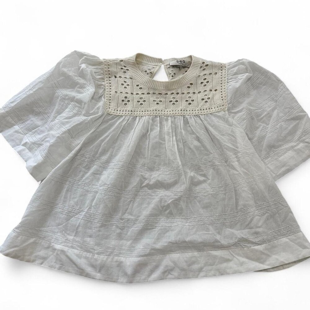 SEA New York white knit blouse